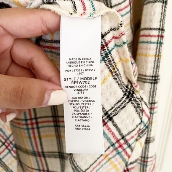 Splendid Driftwood Plaid Checkered Button Up Flannel Stripe Blouse Shirt Size XS - Picture 6 of 8